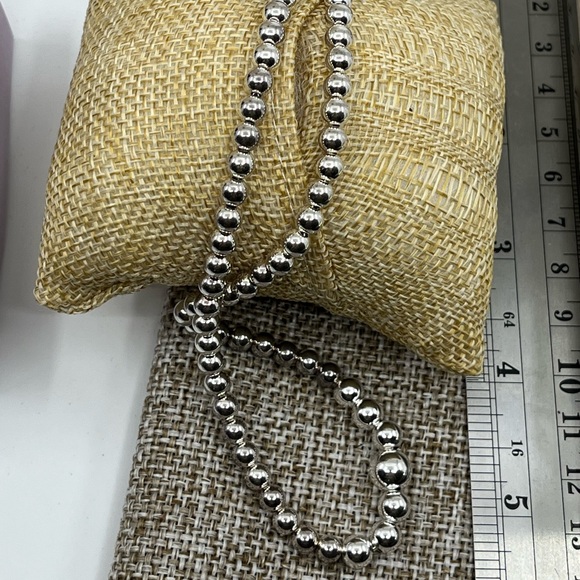 Vintage Sterling Silver Graduated Bead Necklace – 16" – 13.5g - Picture 5 of 16